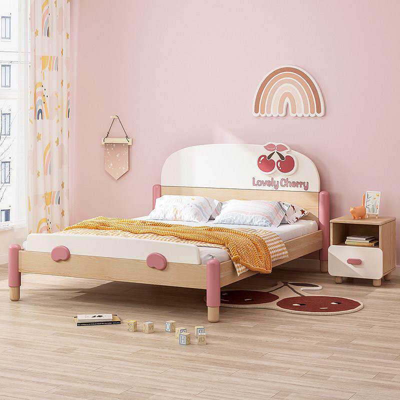 七叶木全实木儿童床女孩1.5米卡通公主床1.2米简约单人床1.35米床