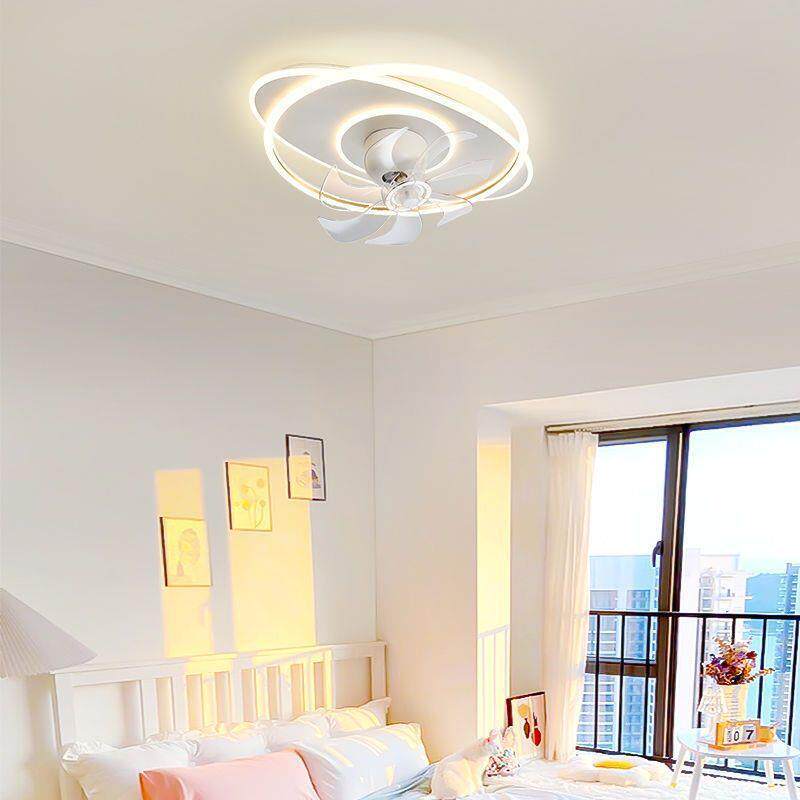 摇头风扇灯卧室餐厅隐形静音电扇灯轻奢家用现代简约主房间吸顶灯