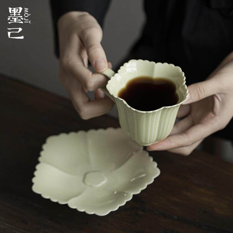 墨己陶瓷挂耳咖啡杯两件套家用下午茶杯花茶品茗杯办公室喝茶杯子