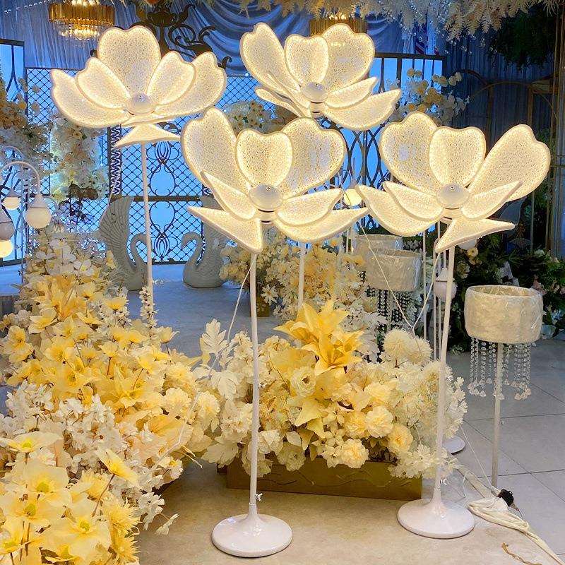 婚庆道具路引装饰牡丹花LED灯场地布置路引灯光花瓣婚礼婚庆路引