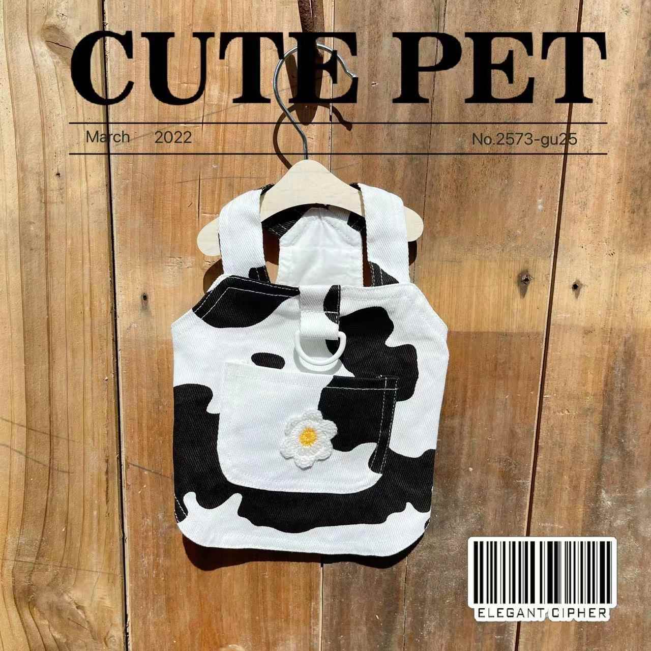 宠物衣服春秋纯棉牛仔背心式牵引衣泰迪比熊小型猫犬外出遛狗胸背