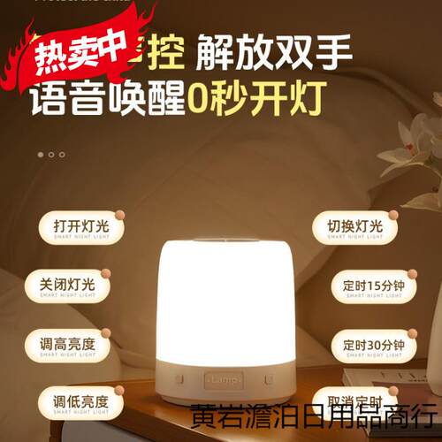智能人工语音控制小夜灯声控感应卧室床头用睡眠定时台灯家用新款