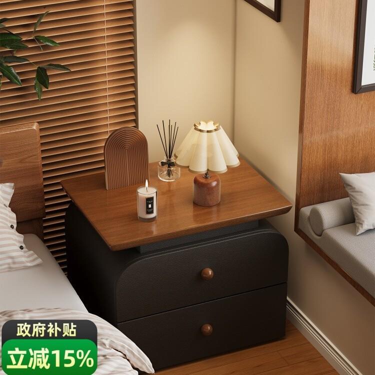 免安装实木床头柜2025新款小型家用卧室中古奶油风简约现代收纳柜