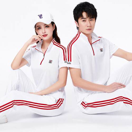 2024新款半袖运动服套装女男女短袖t恤佳木斯广场舞梦之队服服装