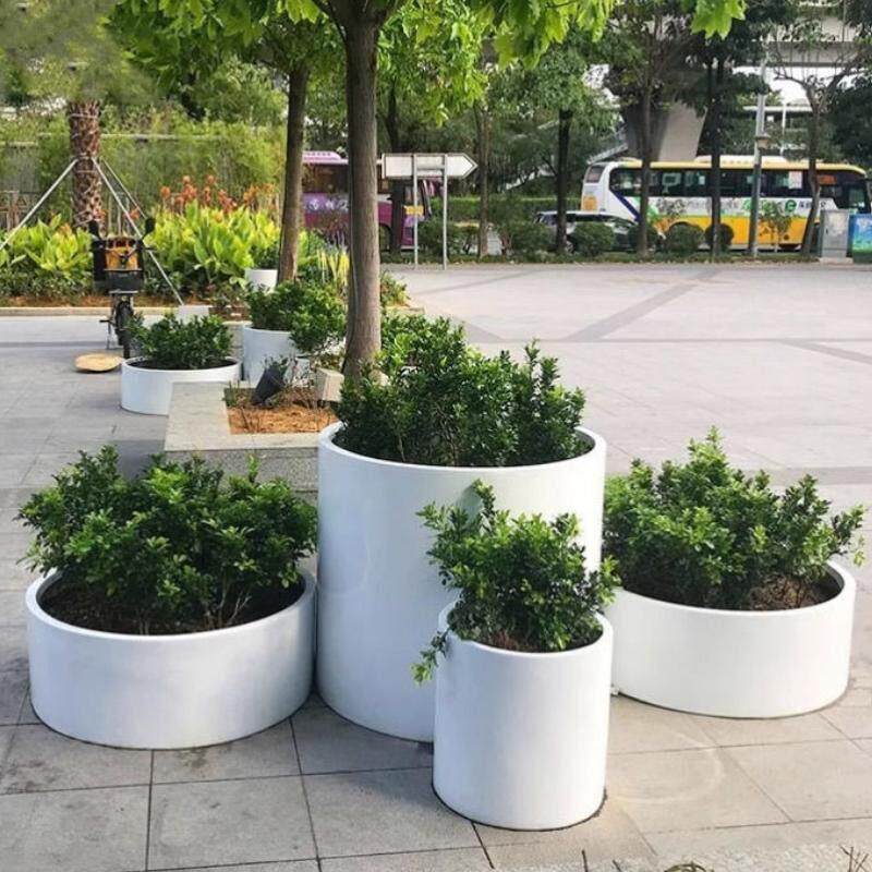 户外铁艺圆柱形花箱组合餐厅花槽隔断花架奶茶店咖啡厅外摆花盆坛