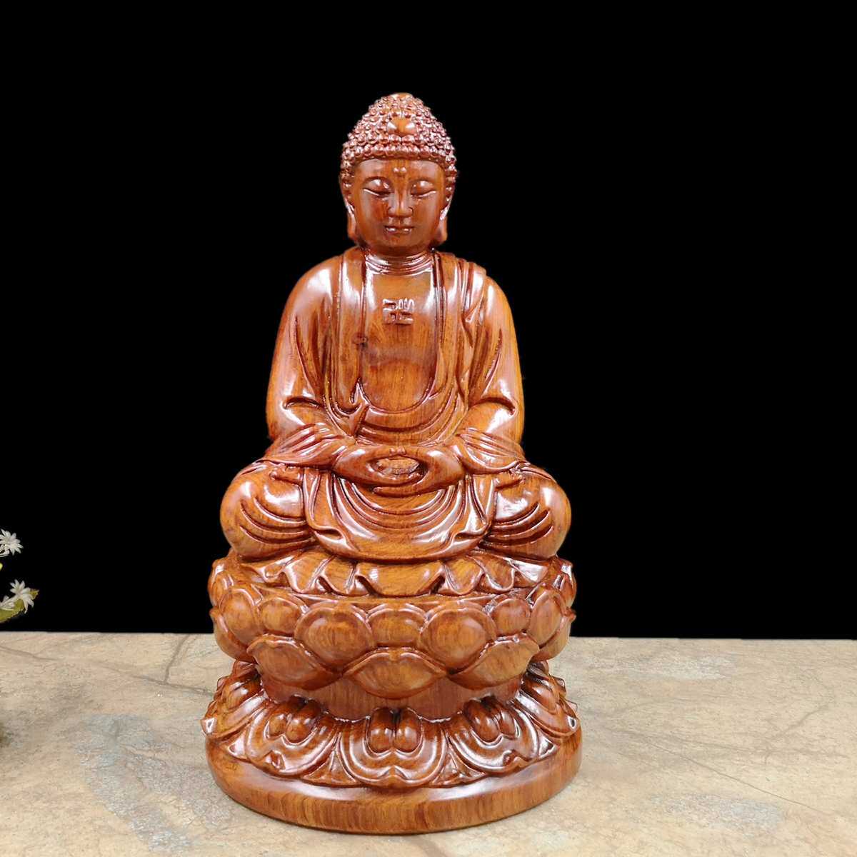 实木摩/30非洲/黑檀木菩萨尼40 60cm坐佛祖释迦/像50工艺草花梨莲