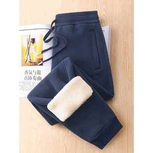 束脚萝卜小脚羊羔绒休闲裤 女高腰大码 冬加绒加厚运动卫裤 MAROLIO