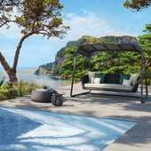 北QE0150欧户外秋千庭小院荡秋千网花园公园椅吊椅室外双人床藤编