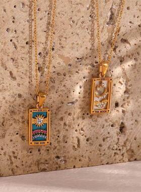 礼品彩色几何有意义的月亮太阳情人不锈钢S