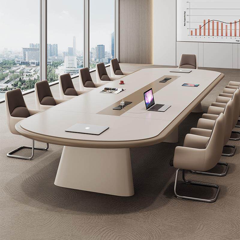 会议桌长桌简约现代烤漆高档办公室大型开会洽谈长条办公桌椅组合