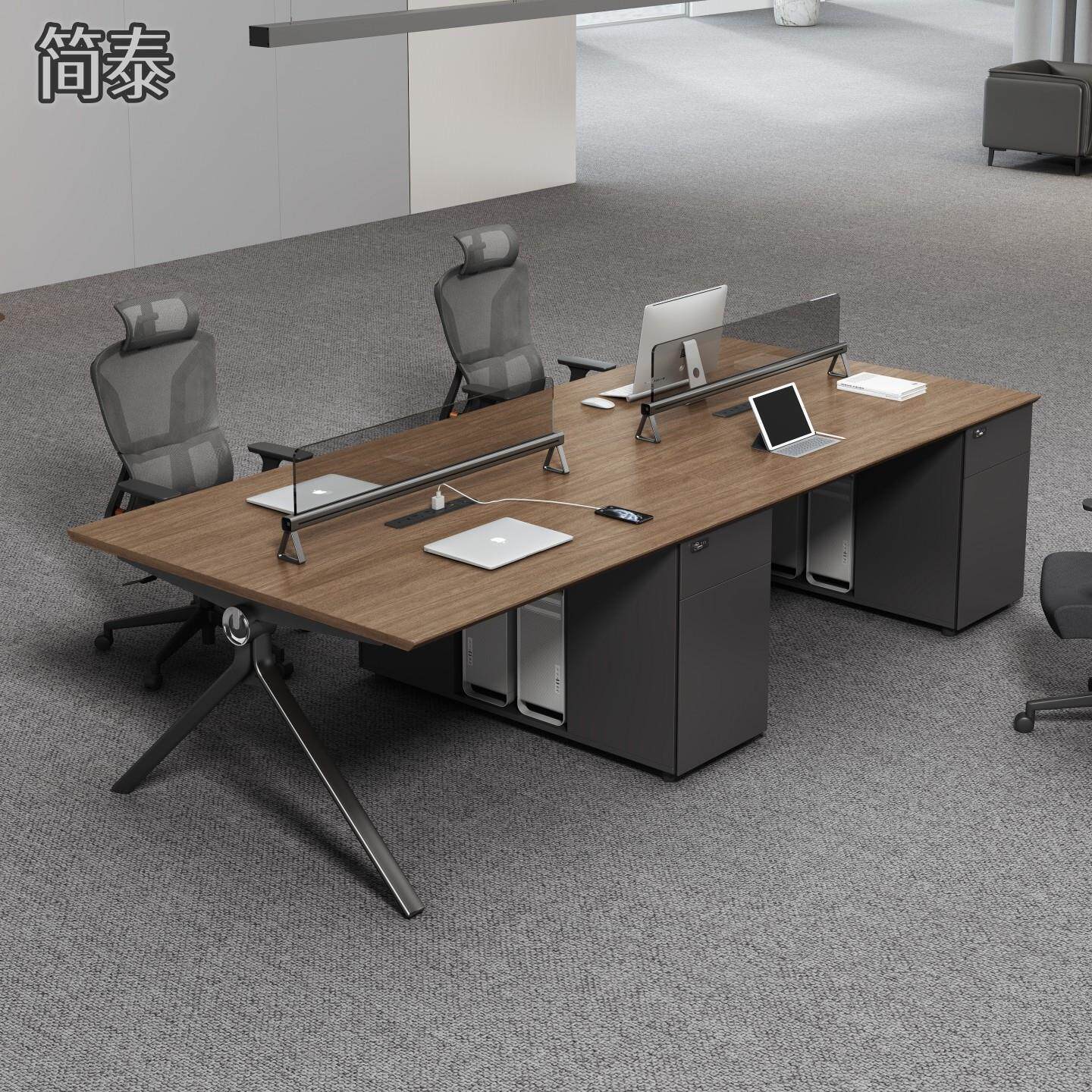 四人位办公桌员工位办公桌椅组合简约办公室工作台职员2/4/6人位