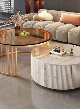 X&岩板茶几TRC款客家用202厅4新茶几户桌轻奢现代简约小型意式圆