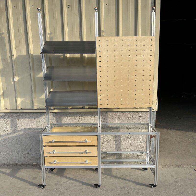 中古玻璃展示柜店铺陈列架多层置物架斗柜铝材货架落地隔断收纳层图片