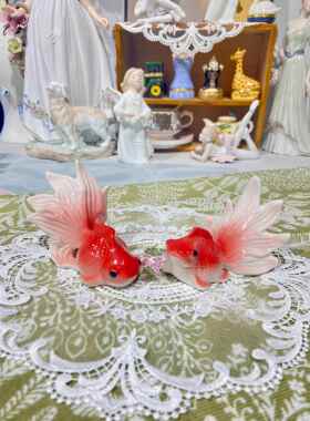 家居陶瓷金鱼情侣摆件婚礼客厅卧室样板房吧台门店酒柜装饰品鱼缸