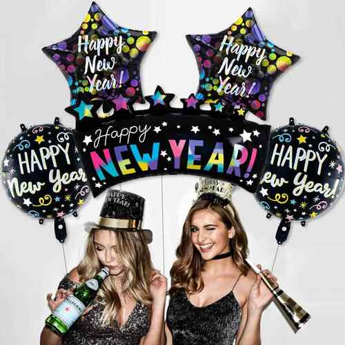 新款2026新年气球跨境套装Happy New Year节日派对家庭聚会气球