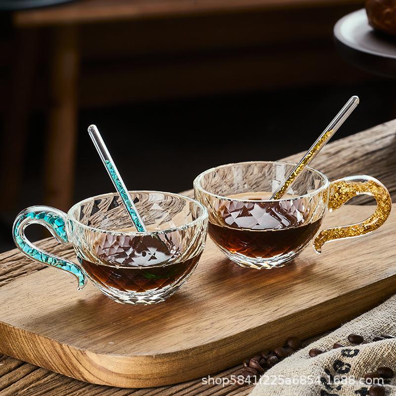 珍藏K9水晶咖啡杯碟套装家用下午茶玻璃杯商用高档精致拿铁杯子