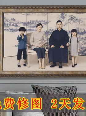 欧式全家福集体照相框定制挂墙婚纱摄影照放大洗照片做成相框画