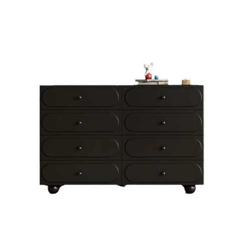 极简法式轻奢八斗柜黑色感客厅边柜北欧卧室床尾柜收纳柜