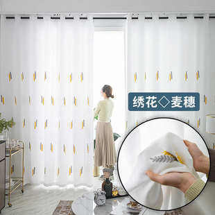 门帘隔断帘免打孔安装透光不透人卧室客厅白色纱窗帘伸缩杆一驰兆