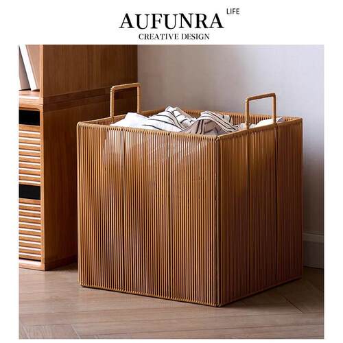 AUFUNRA彷藤编脏衣篓高颜值化妆室装脏衣服收纳筐家用洗衣脏衣篮