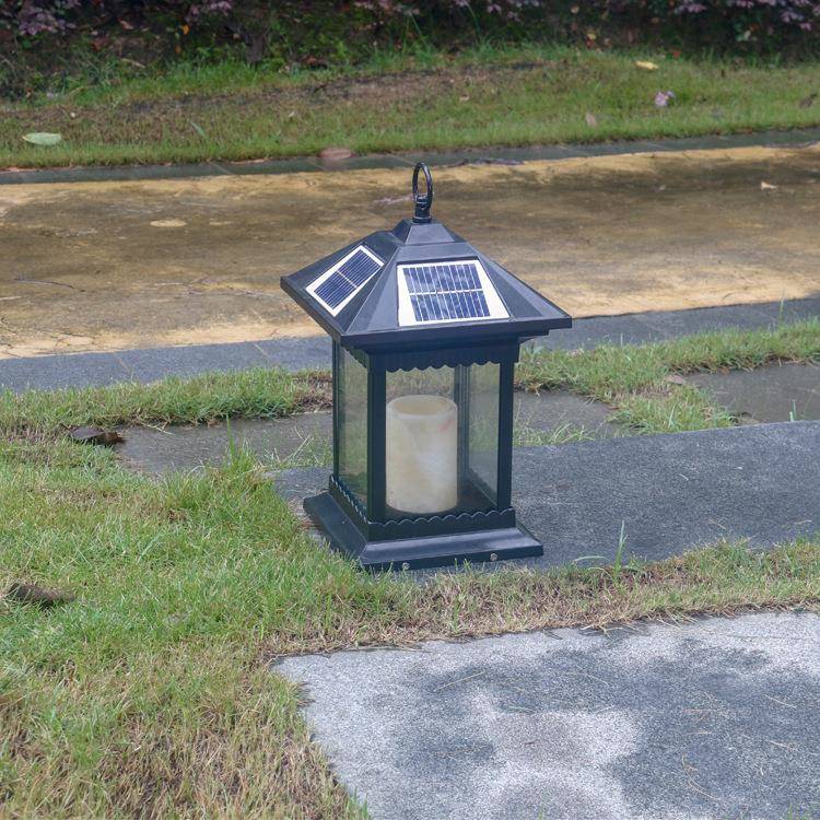 中山太阳能落地灯遥控柱头灯智能庭院灯户外复古草坪灯照明灯具