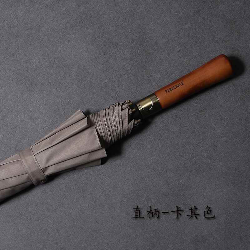 正品实122cm加大双伞层防风木手柄自动雨伞长商务复柄古双人直柄