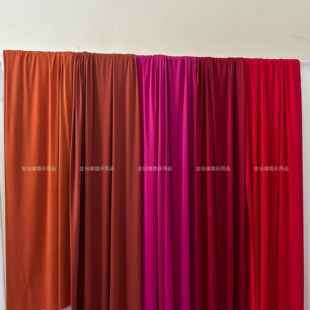 婚庆红色系牛奶丝弹力布酒红色背景纱幔舞台幕布婚礼装饰吊顶布