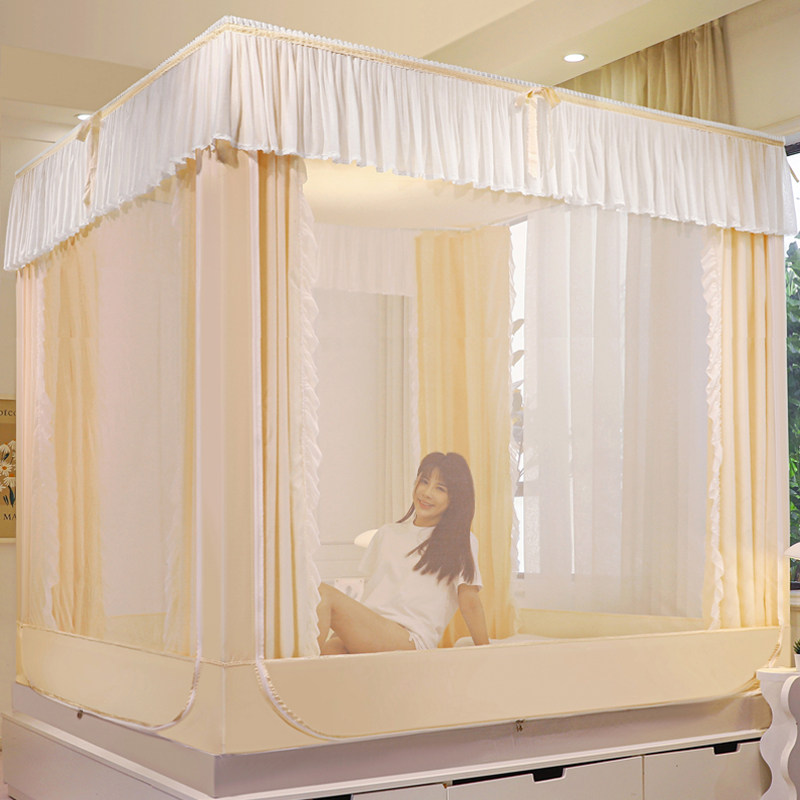 遮光蚊帐家用卧室2023新款婴儿童防摔床笠款免安装蒙古包2024纹账
