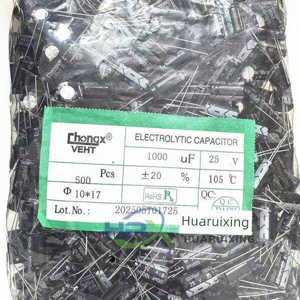 25V1000UF 10*17mm CHONGX直插电解电容 现货全新 500个=53元