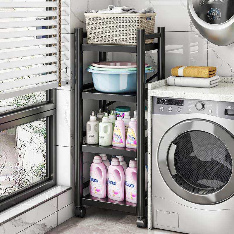 不锈钢阳台滚筒洗衣机置物架翻盖旁边架子侧面夹缝落地式多层