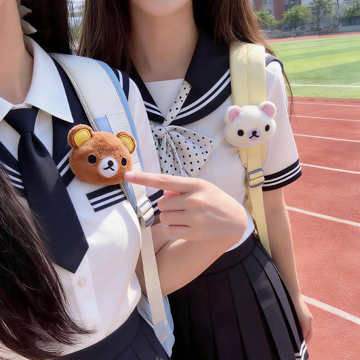 轻松熊书包肩带装饰卡通包挂件玩偶公仔带魔术贴挂饰可爱上学搭子图片