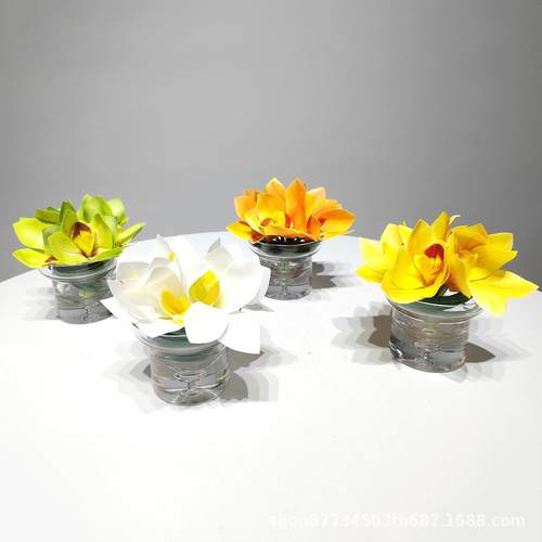 样板间茶几卧室卫生间仿真花艺摆件洽谈桌吧台前台小盆景装饰摆设