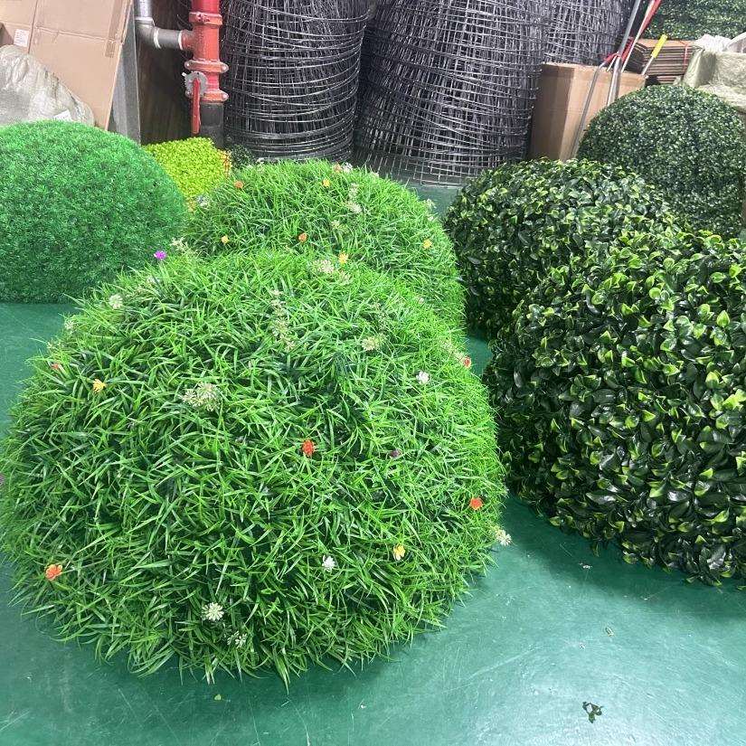 户外绿植井盖遮挡装饰品空心仿真绿植大秧苗带花草球装饰米兰草球