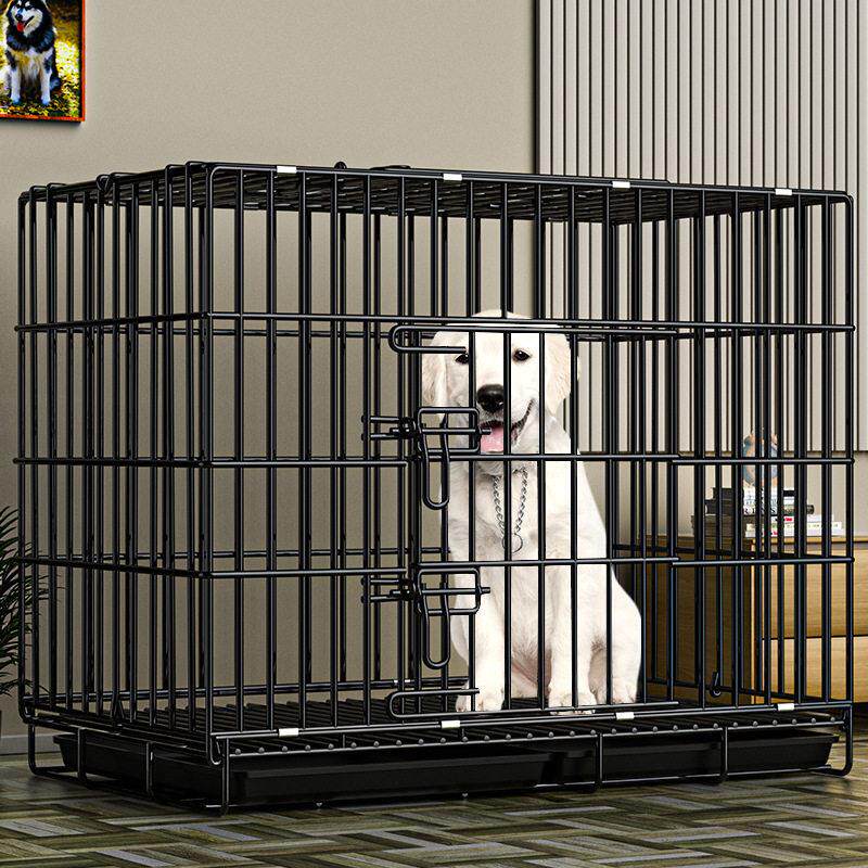 狗笼中小型犬狗笼子加粗铁笼带厕所家用室内折叠宠物笼狗屋