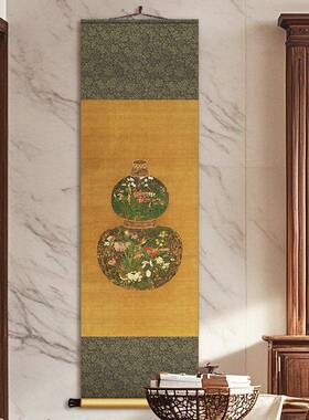 花瓶芦卷轴挂画新中入户玄关装饰葫画福禄吉祥图客JZSC501式书饭