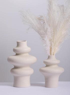 亚马逊热卖北欧白色素烧陶瓷花瓶斑点釉面水培干花器创意家居摆件