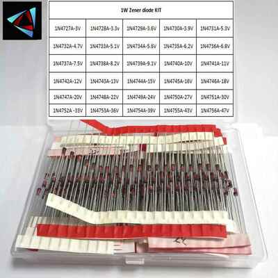 30种600个1W齐纳晶体玻璃稳压二极管1N4727(3V0)-4756A(47V)套装