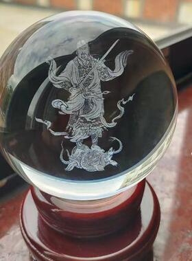 真武大帝武当山灵北帝道家内雕水晶球玄关模型装饰摆件纯手工制作