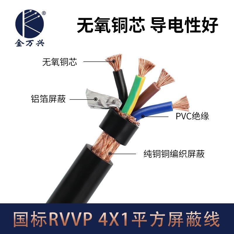 RVVP 4*1.0平方双屏蔽线国标纯铜芯4芯控制信号屏蔽软护套电缆