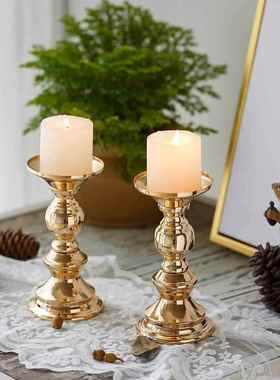 欧式烛台 现代简约婚礼道具家居浪漫装饰 西餐铁艺蜡烛灯婚庆摆件