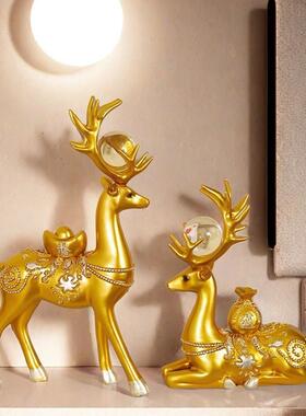 现代欧式金色福鹿酒柜房间办公室创意客厅摆件家居装饰葫芦工艺品