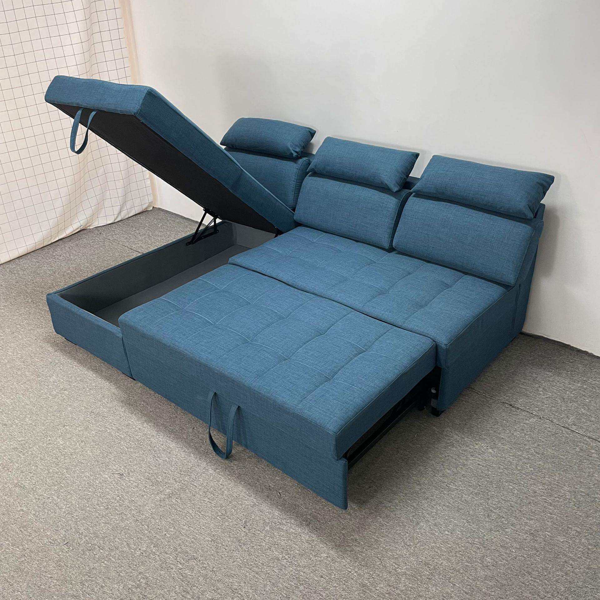 现代简约折叠沙发床两用多功能小户型转角贵妃组合拆洗布艺沙发床