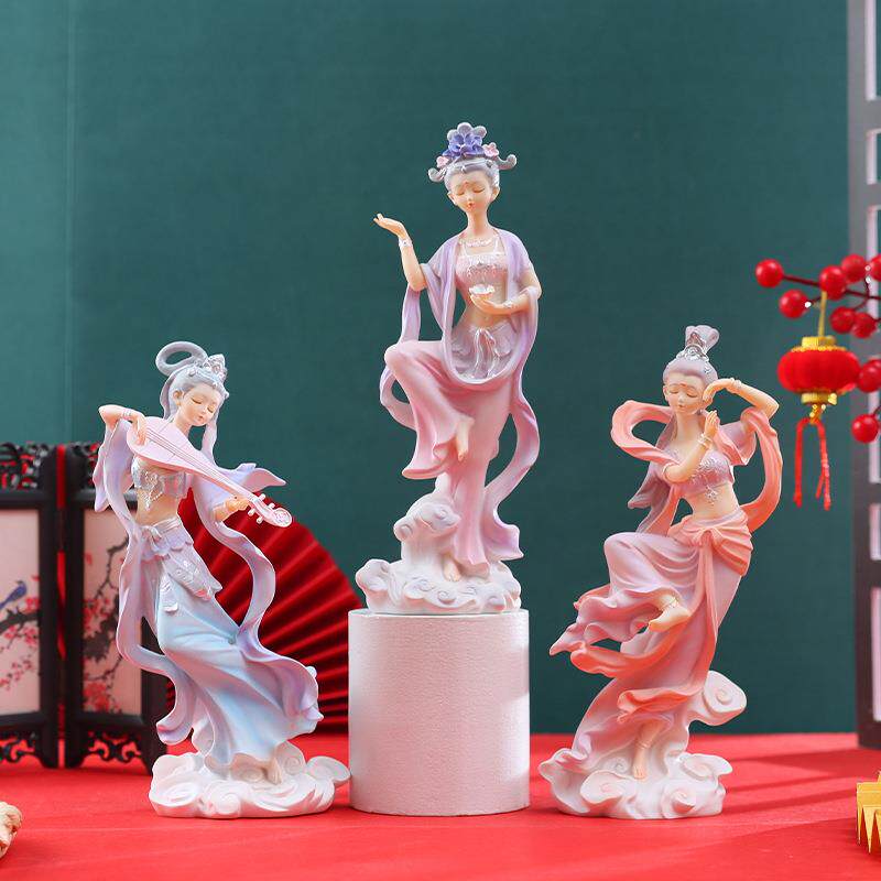 新款敦煌飞天国潮古风神女创意 摆件书桌饰品创意工艺品厂家直销