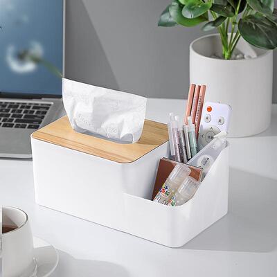 Multifunctional Desktop Tissue Box with Simple Home Design,