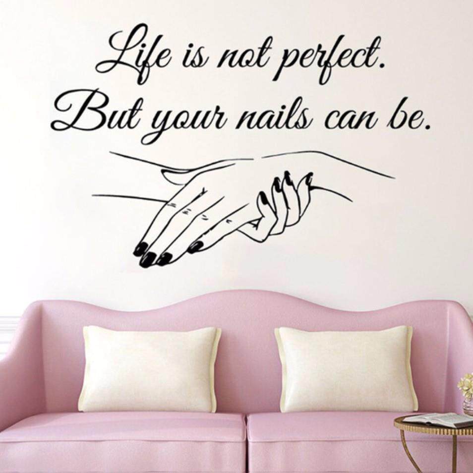 Life is not perfect 一双手图案 美甲 店橱窗玻璃门乙烯基贴纸