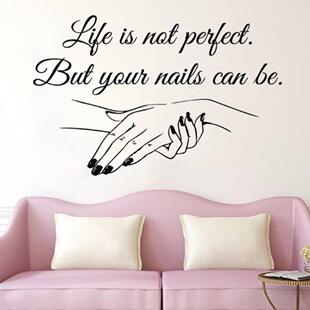 Life is not perfect 一双手图案 美甲 店橱窗玻璃门乙烯基贴纸