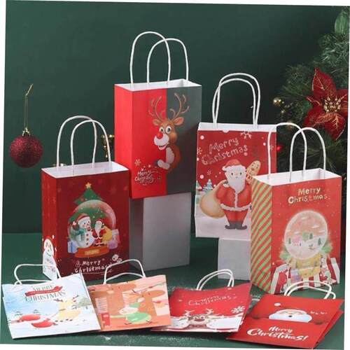 12pcs Christmas Gift Bags Xmas Present Gift Paper Bag Party