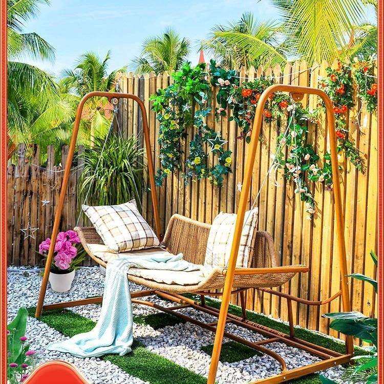 户外秋千编藤摇椅花园室外阳台荡秋千吊椅铝合金露台秋千躺床椅