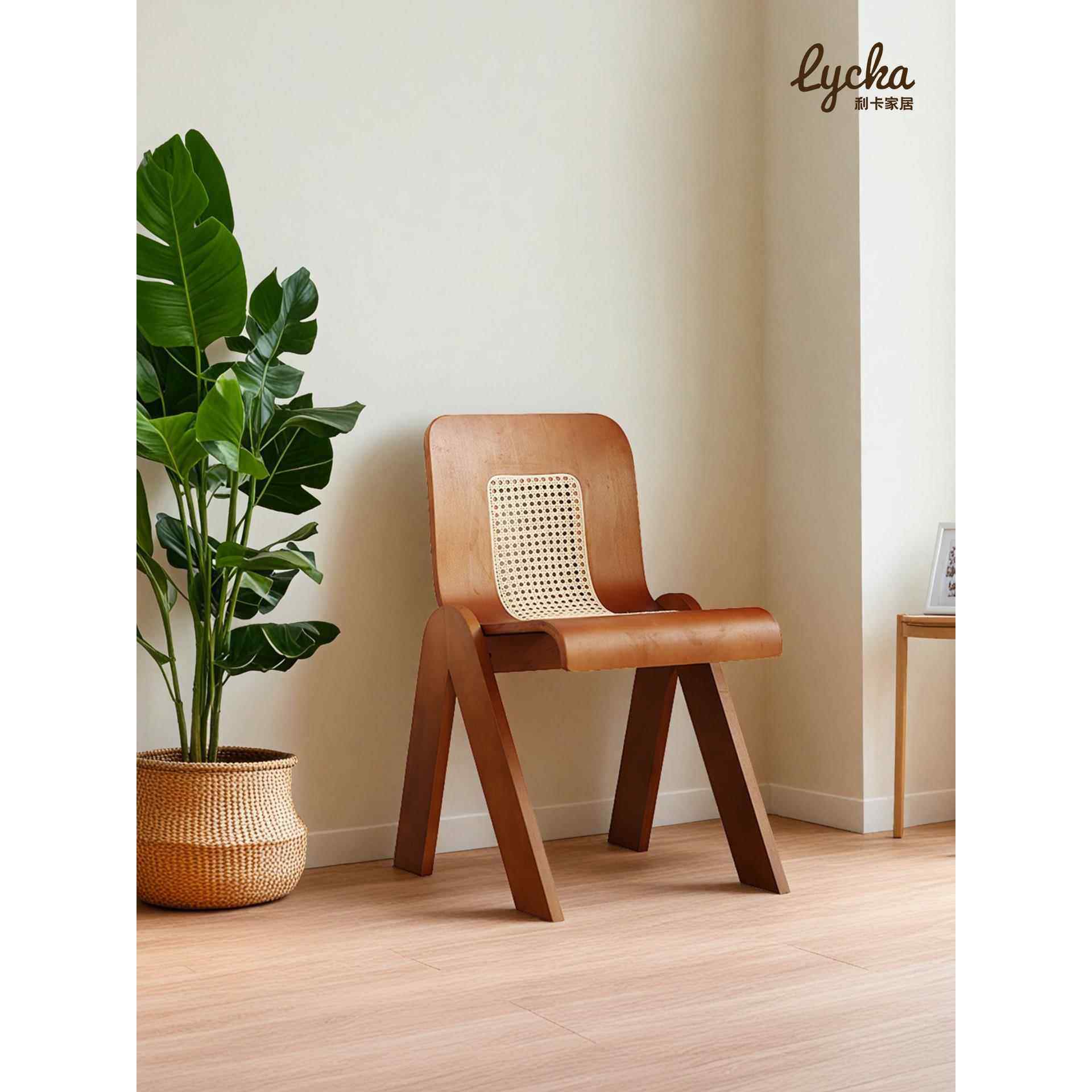 法式中古风C椅侘寂实木餐椅覆古设计师椅子藤编书桌椅网红背椅,住宅家具,餐椅,淘宝优惠券,粉丝福利购,淘宝优惠卷