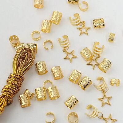 36pcs Star Decor Hair Ring Accessories ,Beads Hair Braid Rin